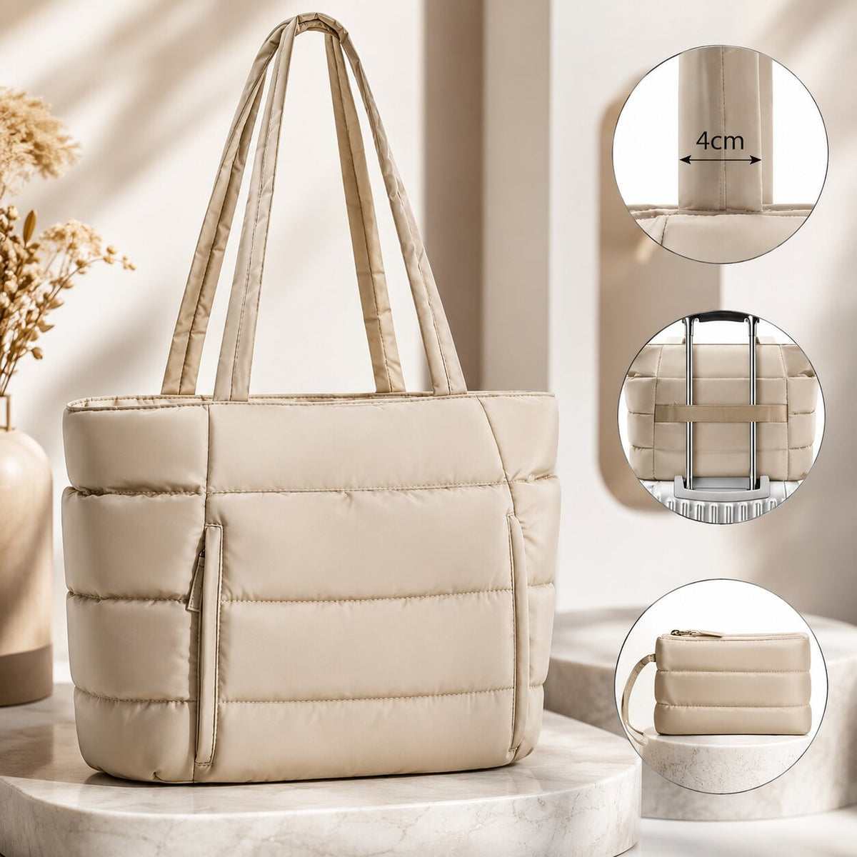 Daunenia Puffer Tote Bag — Lightweight Everyday Carryall