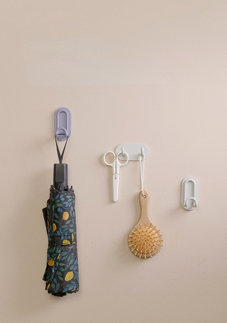 Pink Metal Self-Adhesive Wall Hook Dual Coat Hanger No Drilling