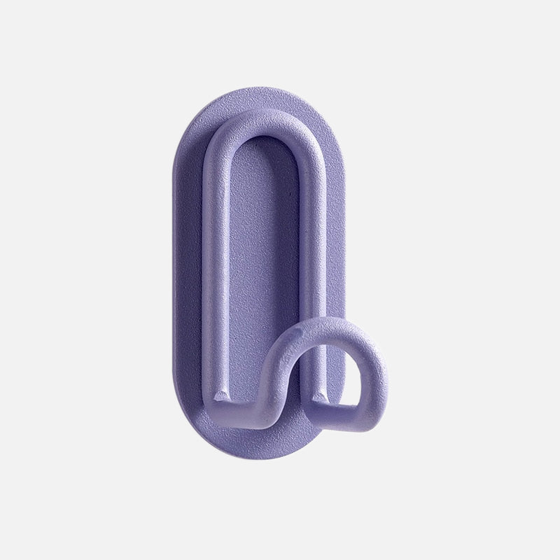 Pink Metal Self-Adhesive Wall Hook Dual Coat Hanger No Drilling