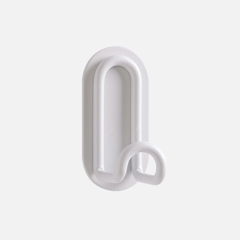 Pink Metal Self-Adhesive Wall Hook Dual Coat Hanger No Drilling