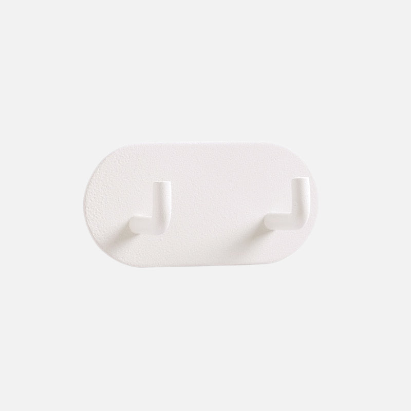 Pink Metal Self-Adhesive Wall Hook Dual Coat Hanger No Drilling