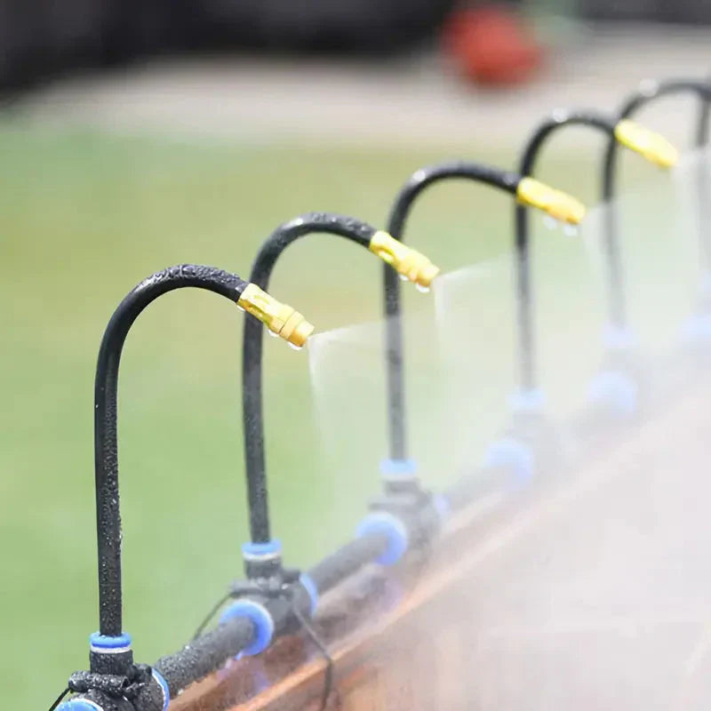 Garden Misting System With 20 Meters And 20 Adjustable Copper Nozzles Toolless Setup