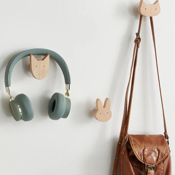 Wooden Animal Wall Hooks Self Adhesive Coat Rack For Kids Room Scandinavian Wall Decor