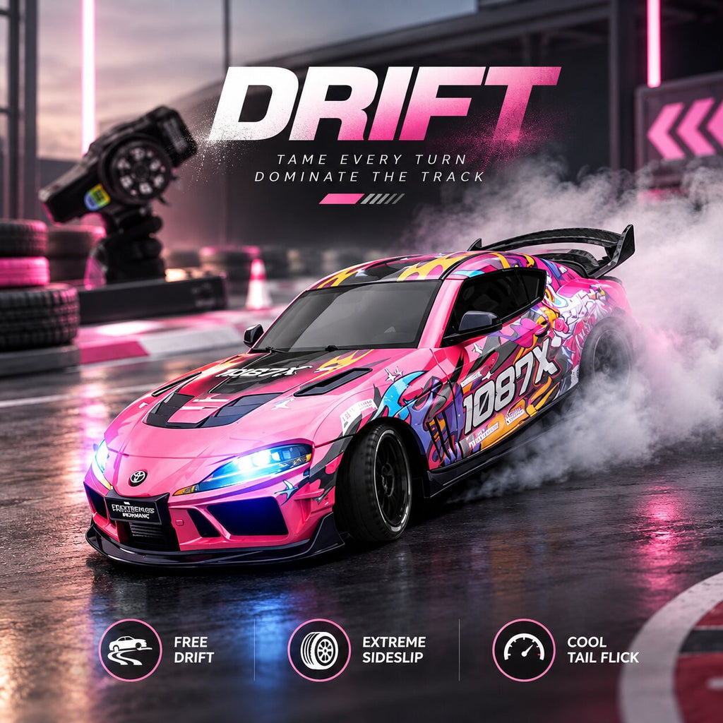 Driftkron מכונית RC להיסחפות בקנה מידה 1:43 — בסגנון Toyota Supra עם גירוסקופ מובנה