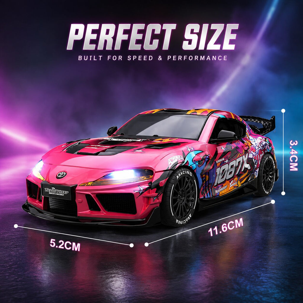Driftkron מכונית RC להיסחפות בקנה מידה 1:43 — בסגנון Toyota Supra עם גירוסקופ מובנה