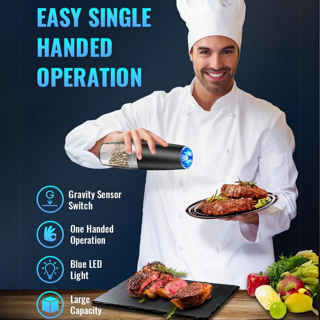 Rechargeable Electric Pepper and Salt Mill Set - GrindMaster Duo | Ka-mostore