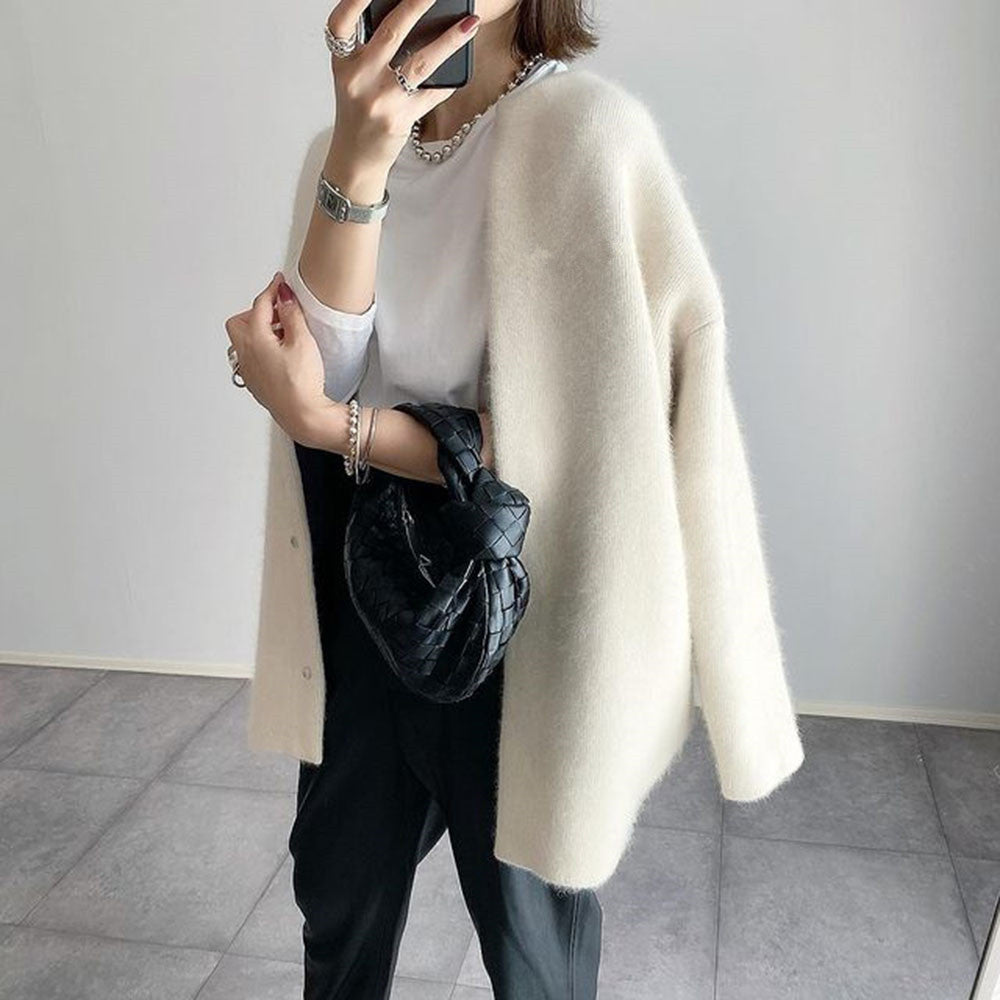 Weich strukturierter, großzügig geschnittener langer Cardigan | Ka-mostore