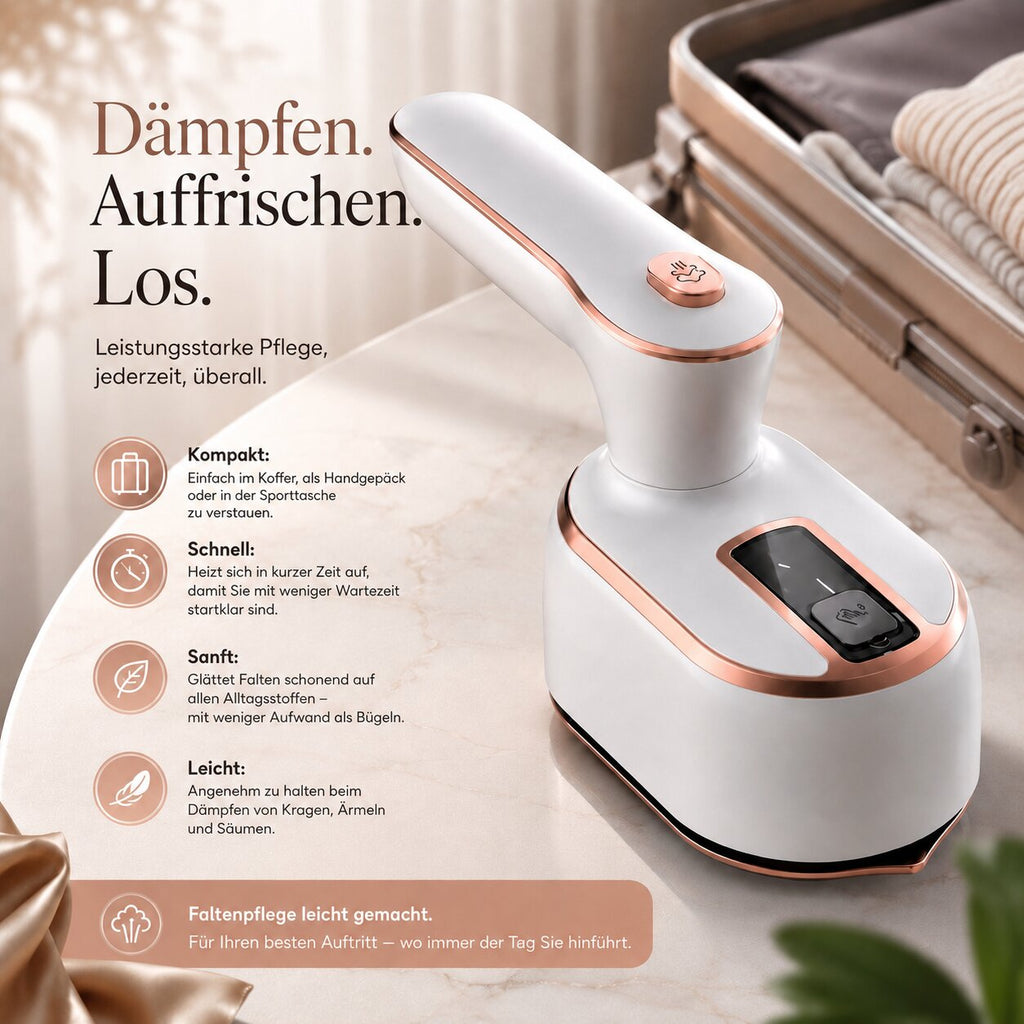 Dampfvalet handstomer voor kleding — Compacte stoomontkreuker