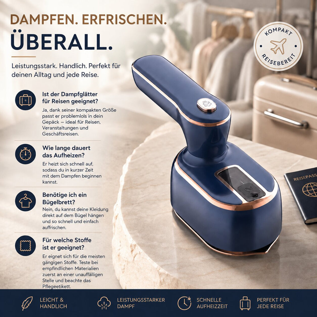 Dampfvalet handstomer voor kleding — Compacte stoomontkreuker