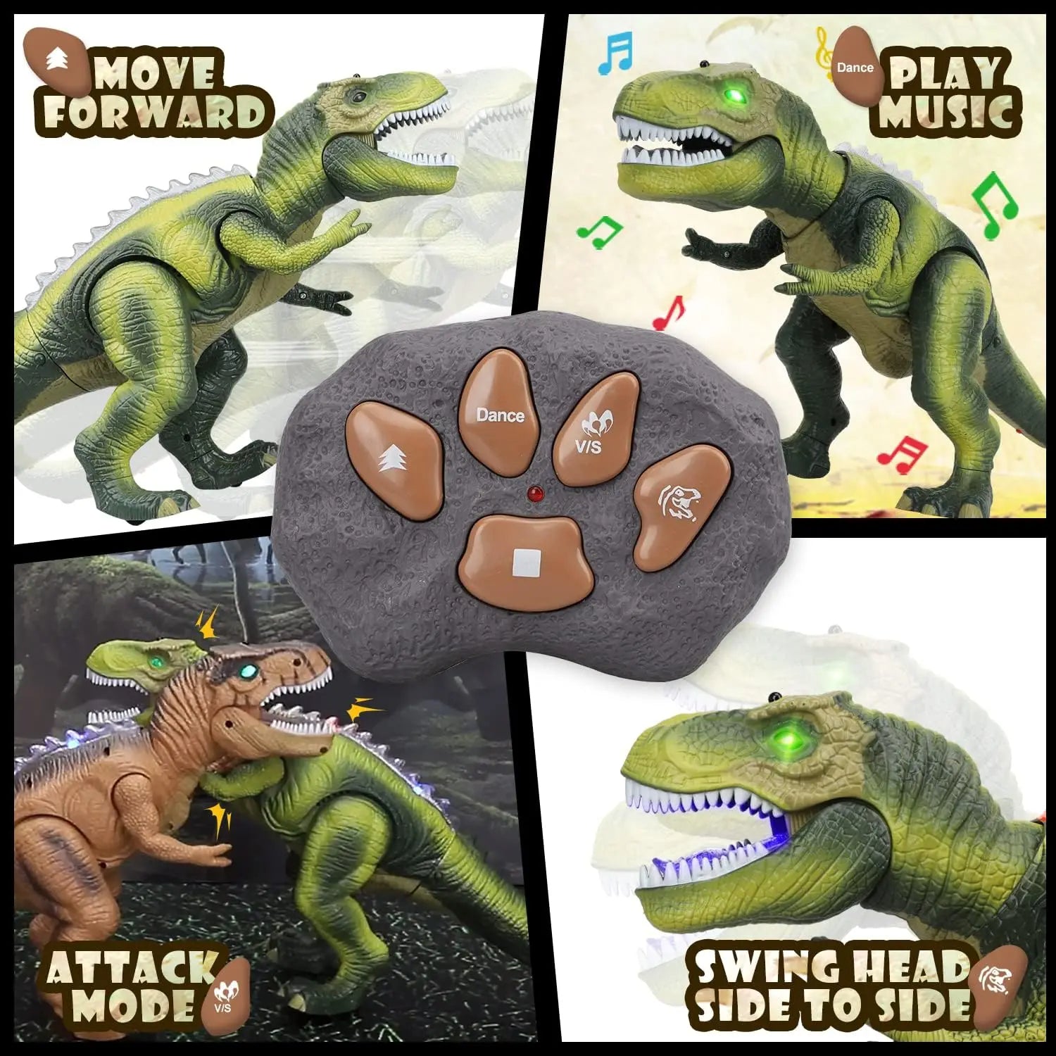 Remote Control T-Rex Dinosaur with LED Light, Walking & Roaring Realistic Dinosaur Toys | Ka-mostore