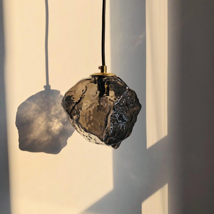 Sculptural Pendant Light With Lava Glass Organic Look For Indoor Ceilings In Modern Interiors