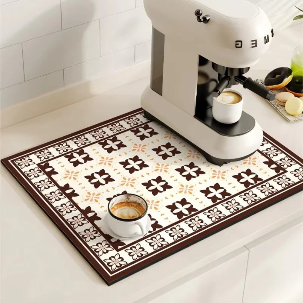 Absorbent Mat with Vintage Tile Design for Kitchen | Ka-mostore