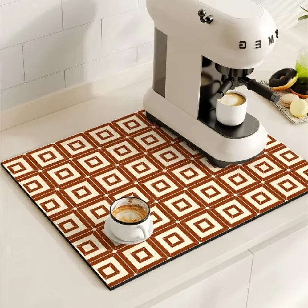 Absorbent Mat with Vintage Tile Design for Kitchen | Ka-mostore