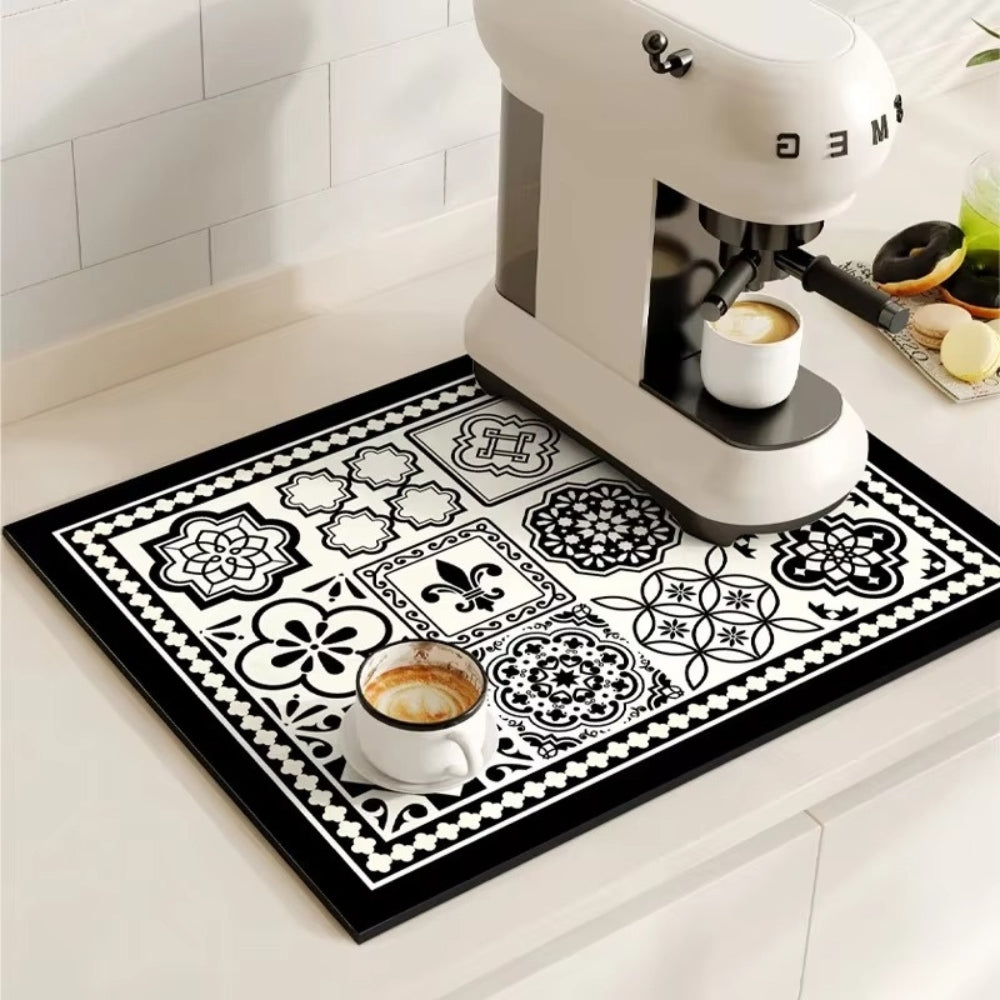 Absorbent Mat with Vintage Tile Design for Kitchen | Ka-mostore