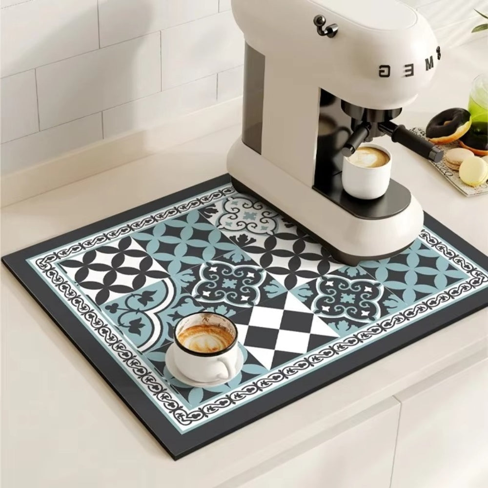 Absorbent Mat with Vintage Tile Design for Kitchen | Ka-mostore