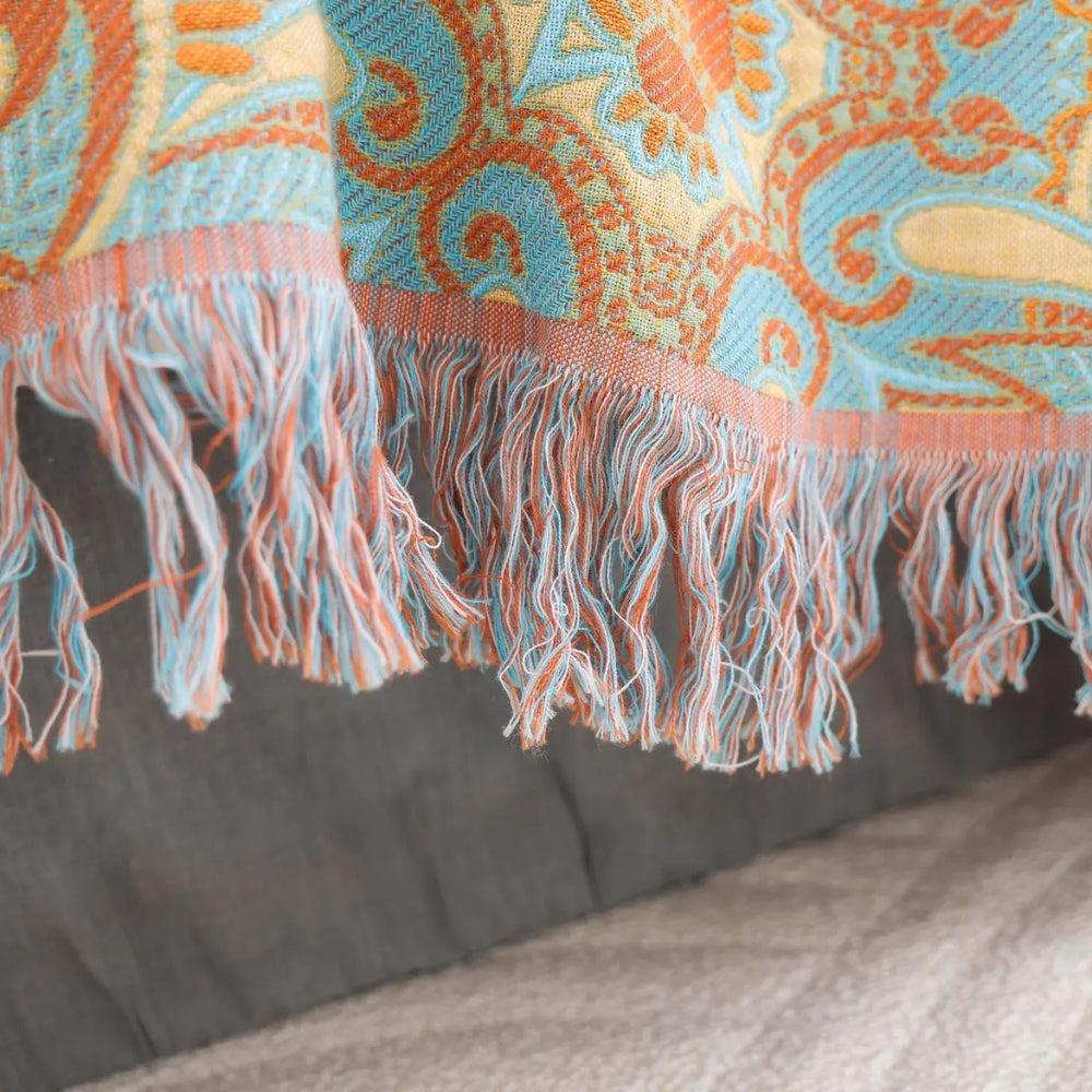 Reversible Paisley Bohemian Cotton Blanket | Ka-mostore