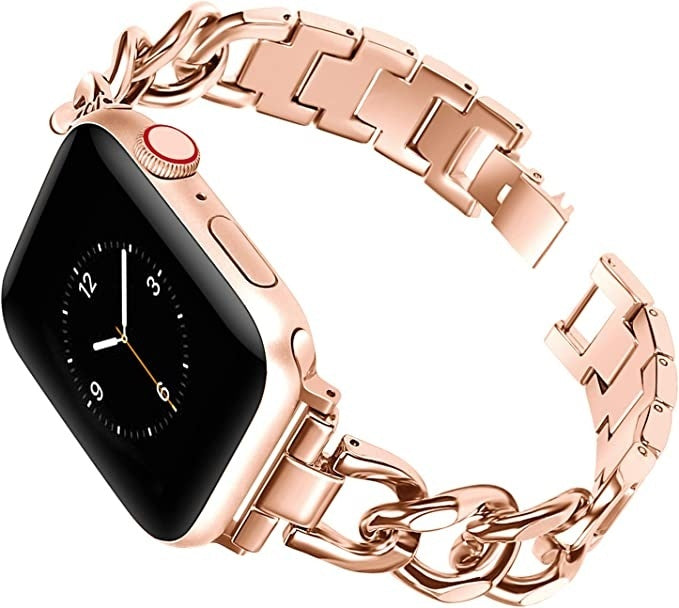 Řemínek z nerezové oceli v růžově zlaté barvě pro Apple Watch