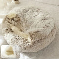 Plush Hooded Round Faux Fur Pet Cozy Bed | Ka-mostore