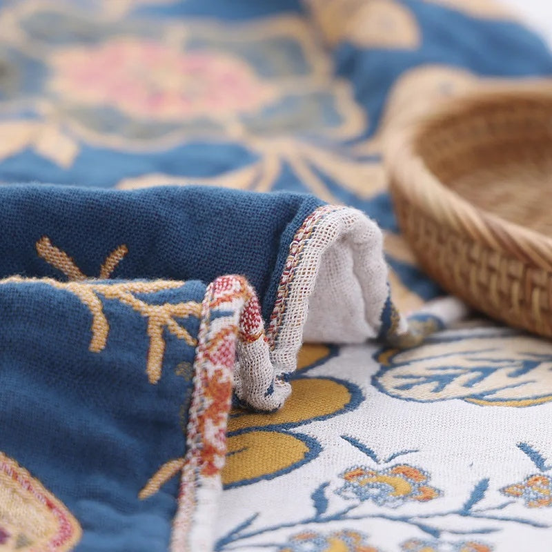 Rustic Artistic Flora Blanket | 100% Floral Cotton Blanket | Ka-mostore