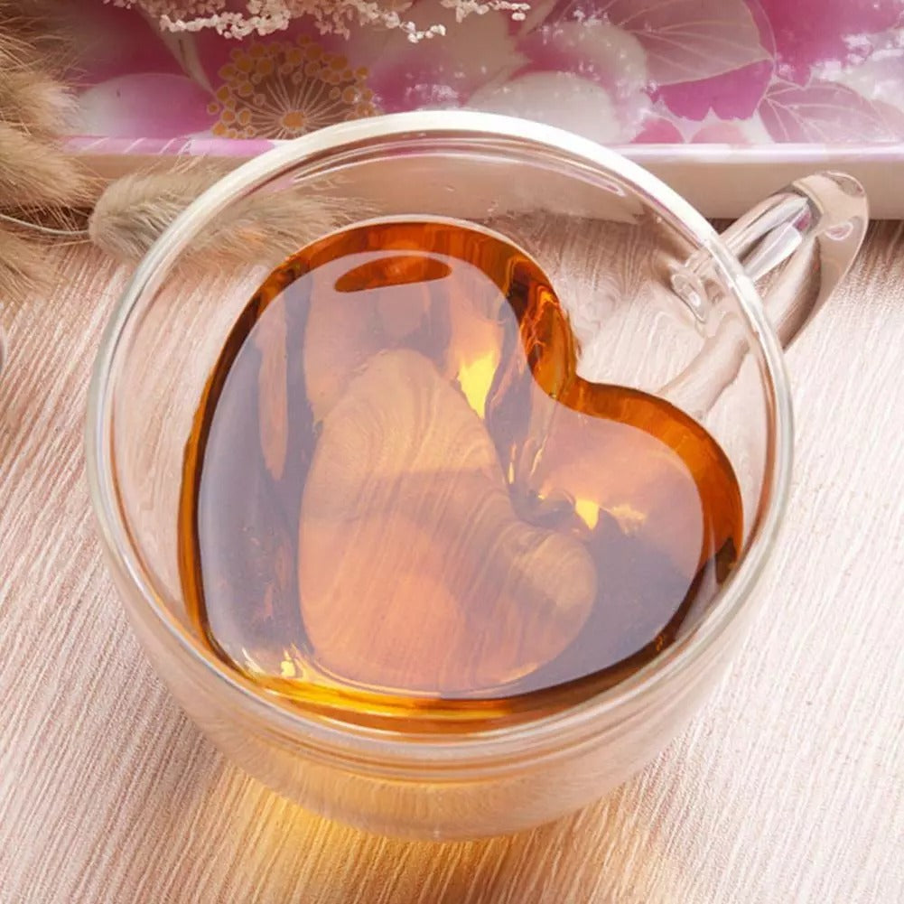 GlasHerz双层茶杯 — 心形设计，隔热一对装