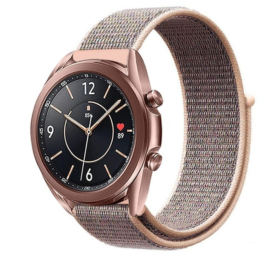 Samsung Galaxy Watch 3 41 mm nylonarmband – grått och rosa kardborreband
