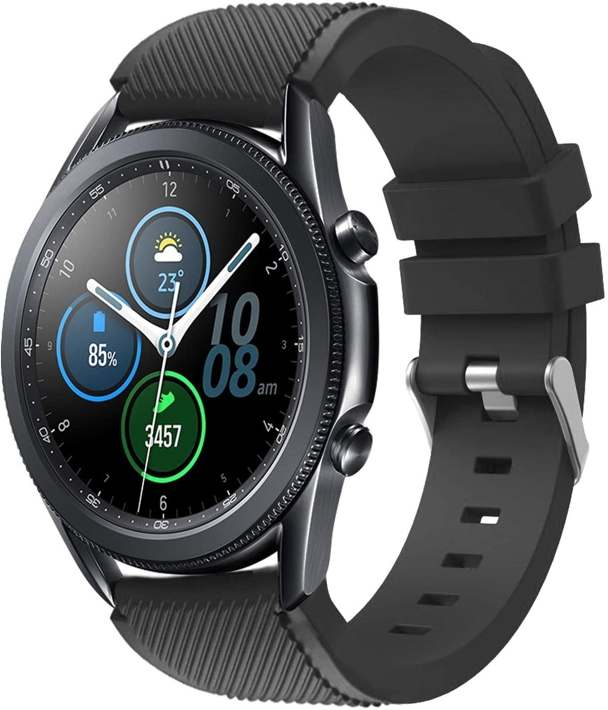 Samsung Galaxy Watch 3 45mm Durable Black Silicone Strap