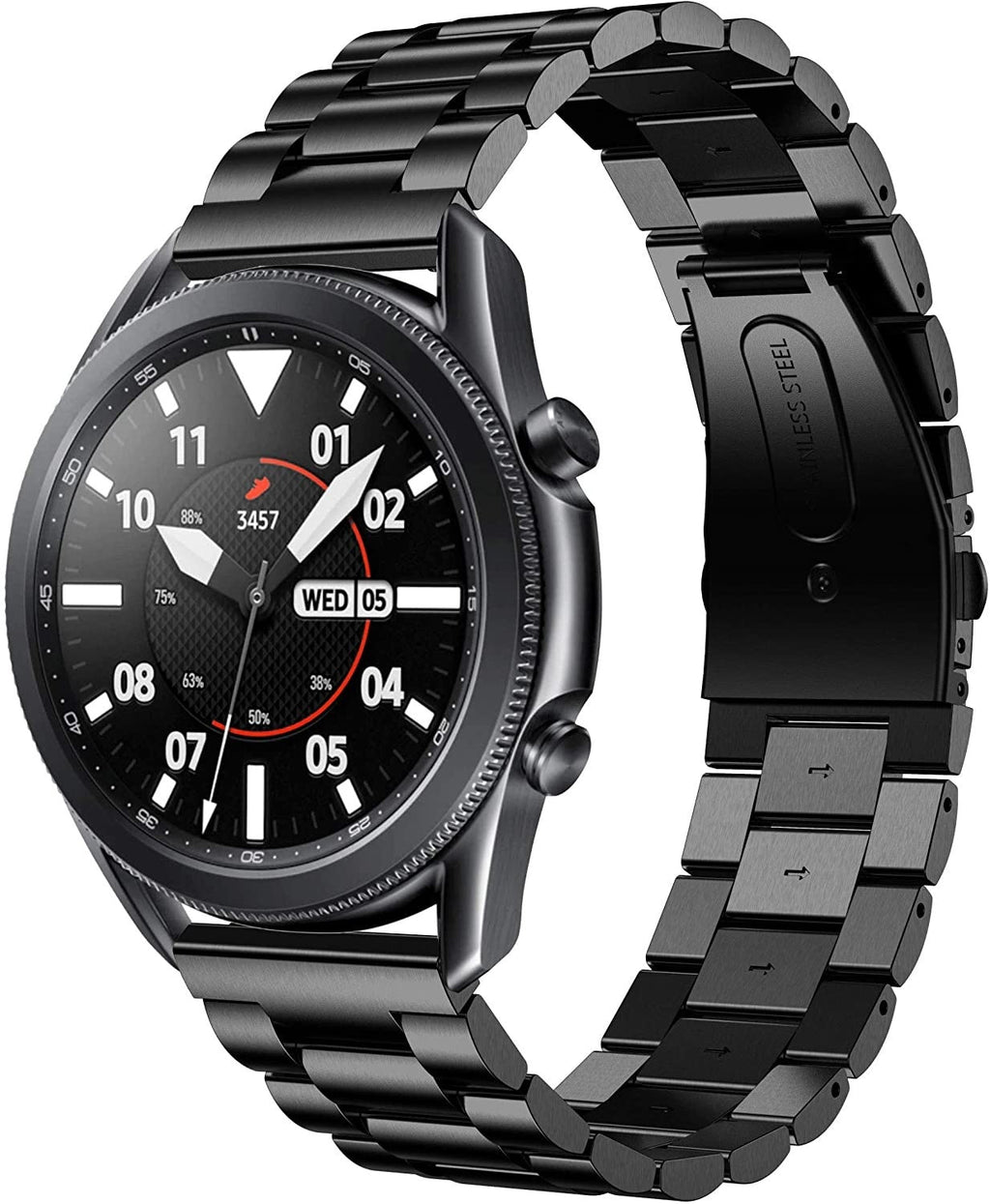سوار ساعة Samsung Galaxy Watch 3 مقاس 45 مم — فولاذ مقاوم للصدأ أسود