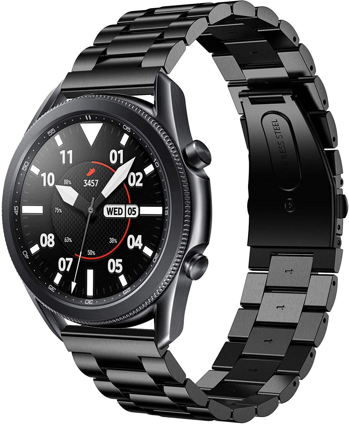 سوار ساعة Samsung Galaxy Watch 3 مقاس 45 مم — فولاذ مقاوم للصدأ أسود