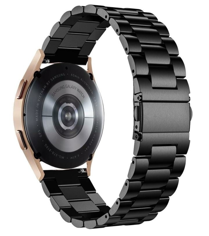 سوار ساعة Samsung Galaxy Watch 4 مقاس 44 مم — سوار روابط من الفولاذ المقاوم للصدأ باللون الأسود