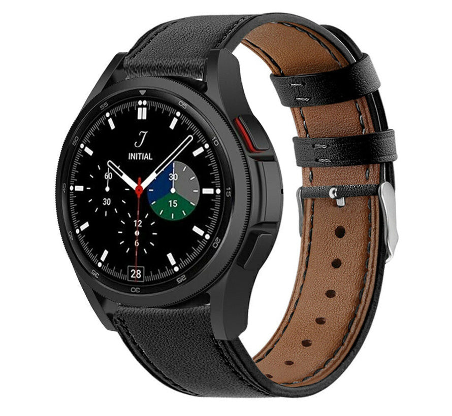 Samsung Galaxy Watch 4 Classic 46mm — Slim Black Leather Strap