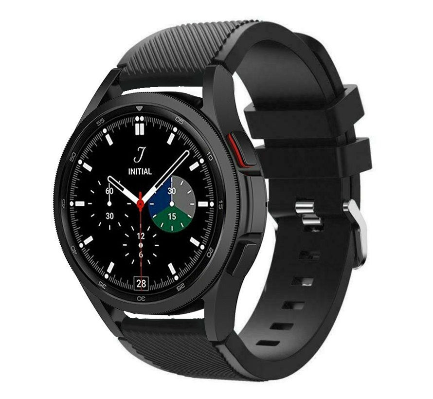 Bracelete de silicone preta para Samsung Galaxy Watch 4 Classic de 46 mm — fivela segura
