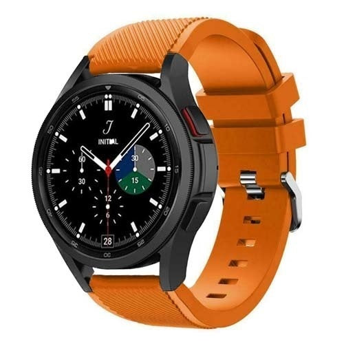 سوار سيليكون برتقالي لساعة Samsung Galaxy Watch 4 Classic مقاس 46 مم بإغلاق بإبزيم تقليدي