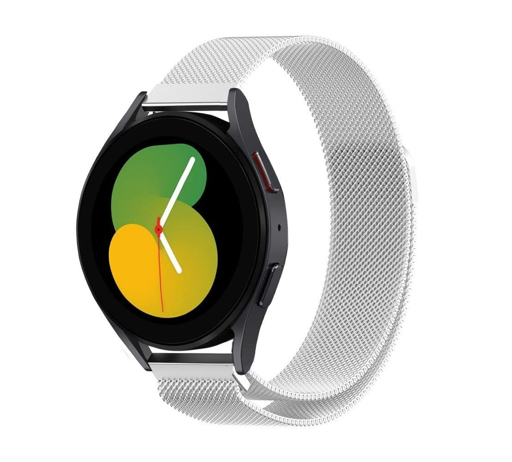 Ersatzarmband für die Samsung Galaxy Watch 5 40 mm – Milanese-Schleife, Silber