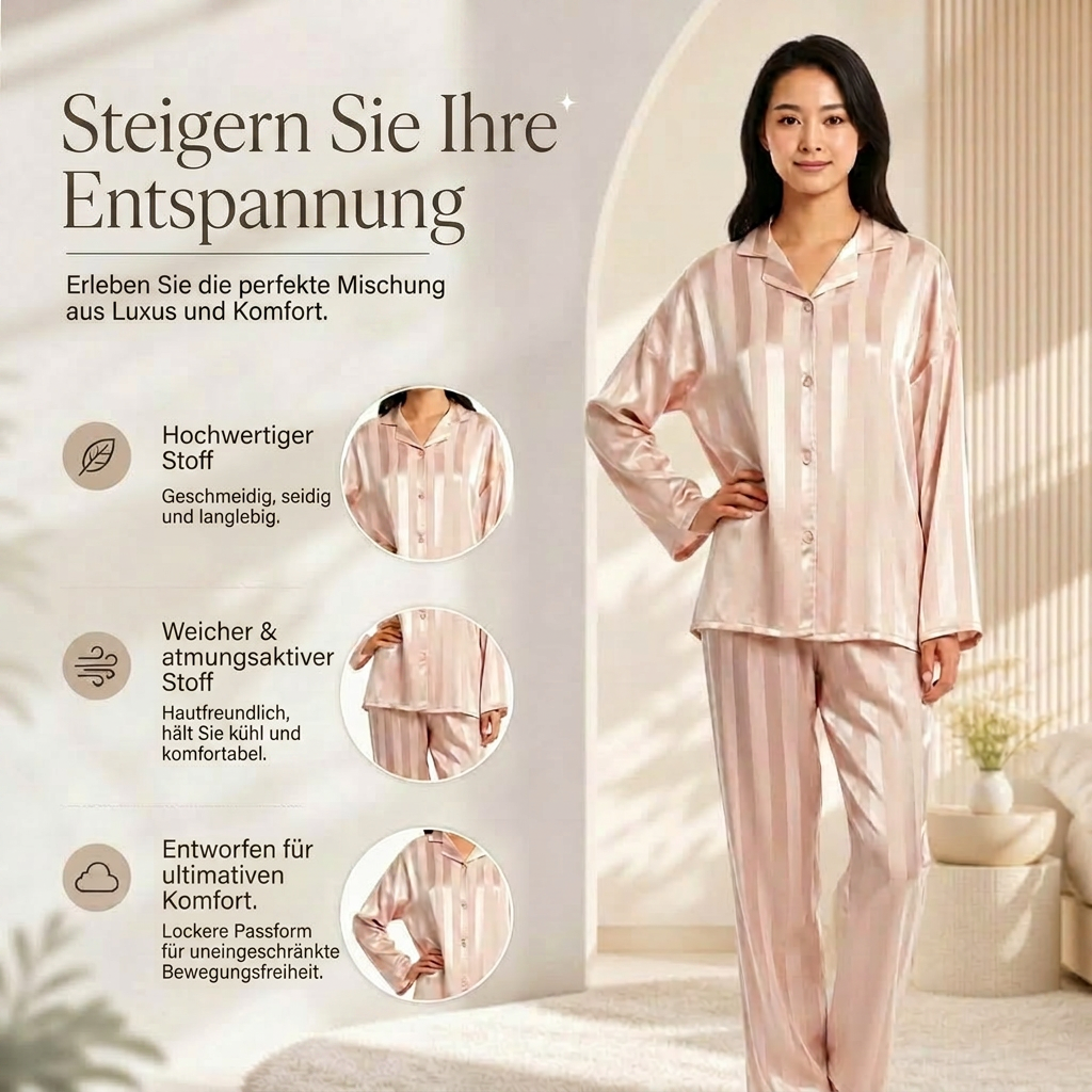 Pigiama di raso da donna Seidenkuss — Abbigliamento da notte leggero effetto seta