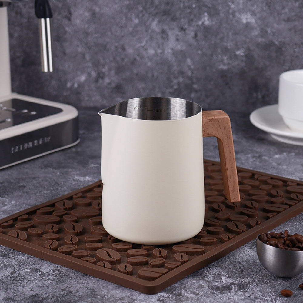 Scandinavian Wood Handle Stainless Milk Pitcher | Ka-mostore