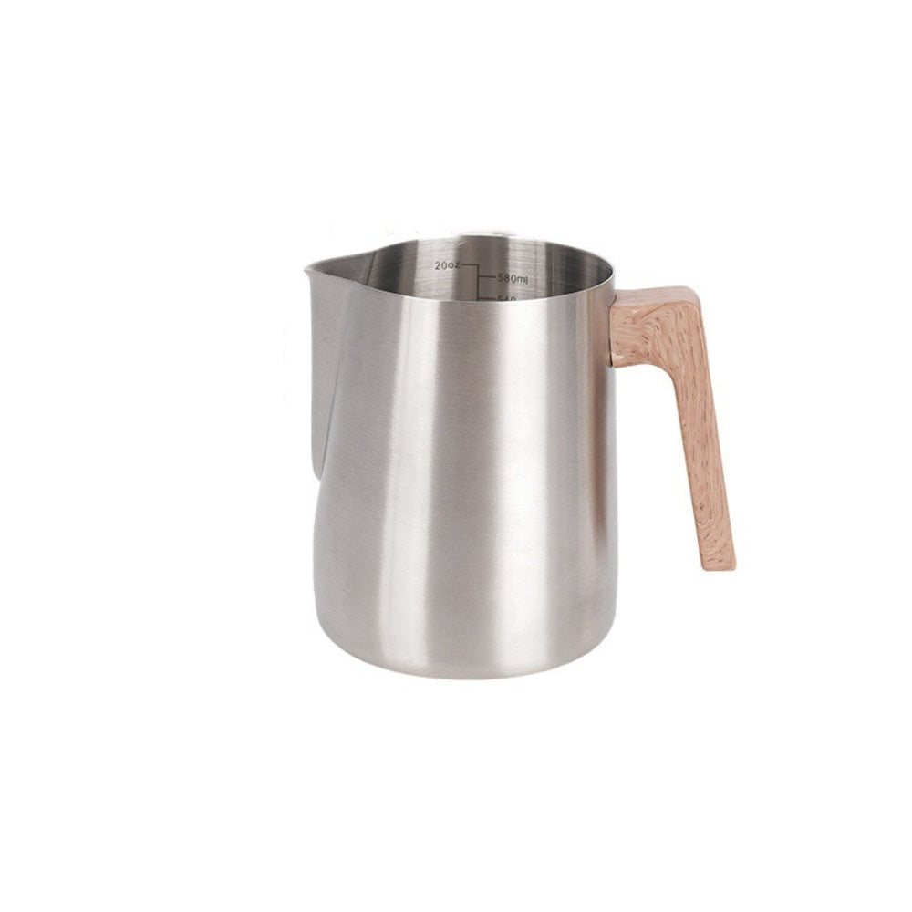 Scandinavian Wood Handle Stainless Milk Pitcher | Ka-mostore