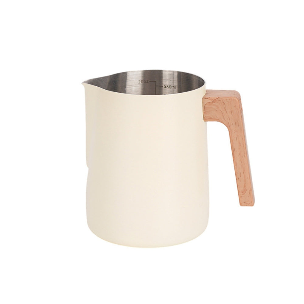 Scandinavian Wood Handle Stainless Milk Pitcher | Ka-mostore