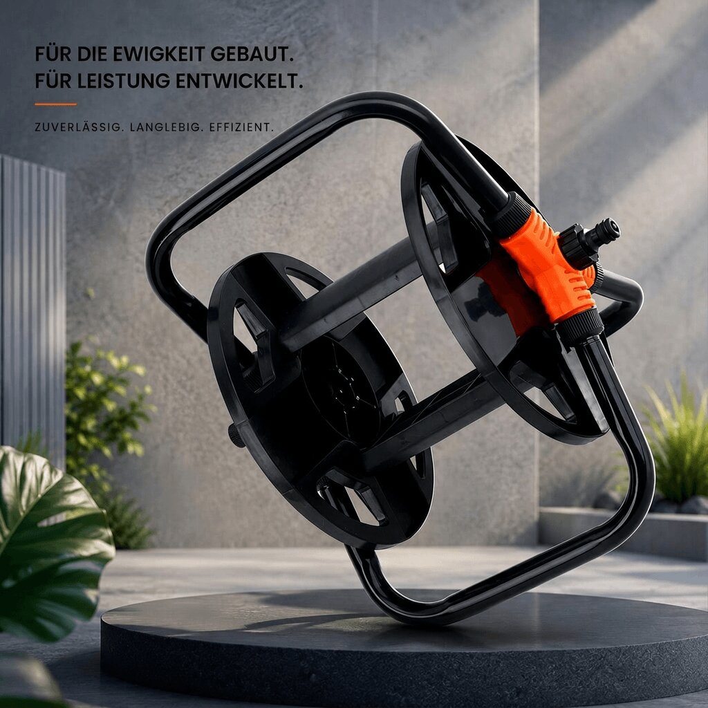 Kurbelquell slangvinda — handvev, inbyggd slangstyrning, bärbar design