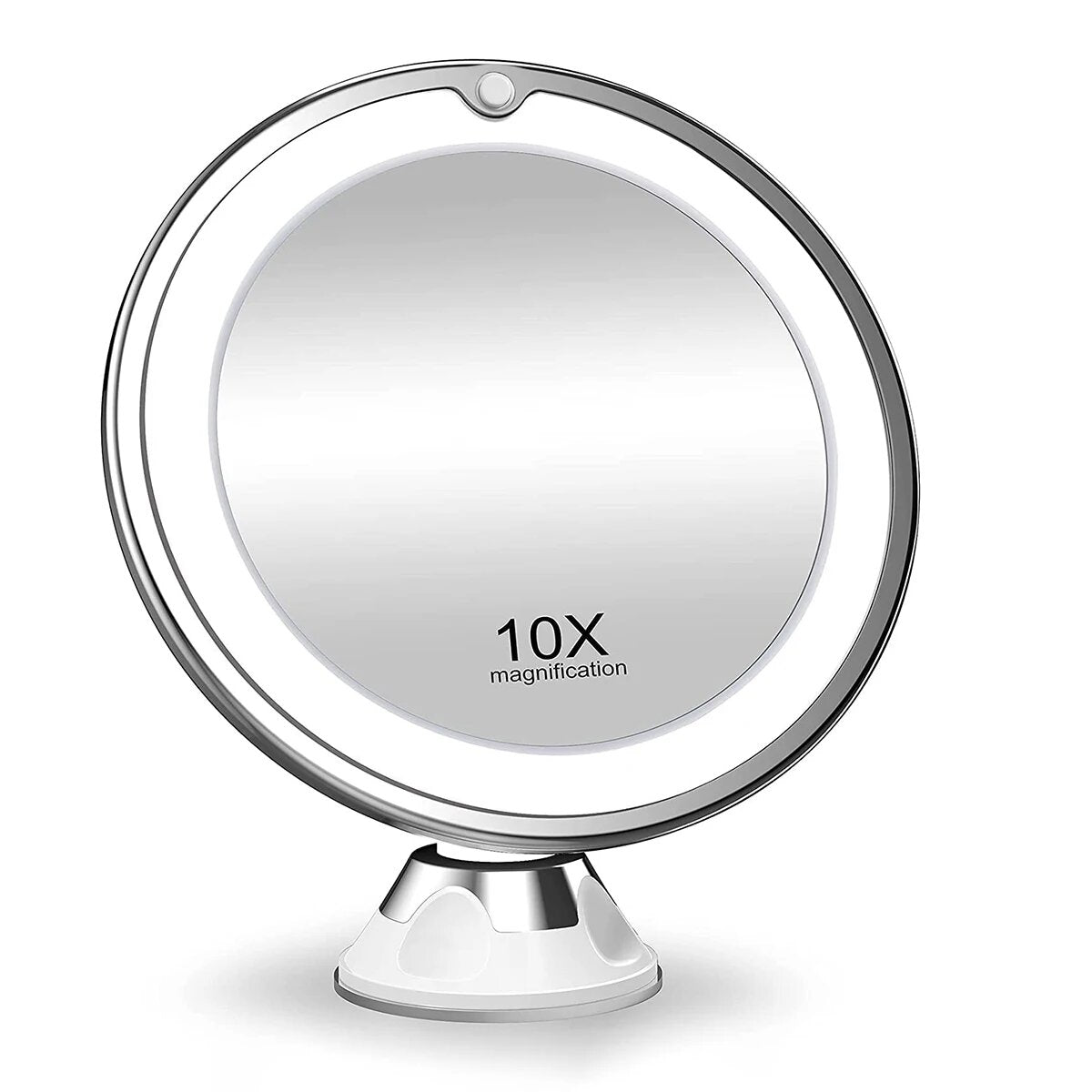 Kosmetix LED Makeup Mirror — 10× Magnification, Round Compact Design