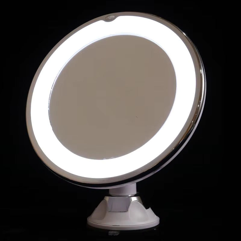 Kosmetix LED Makeup Mirror — 10× Magnification, Round Compact Design