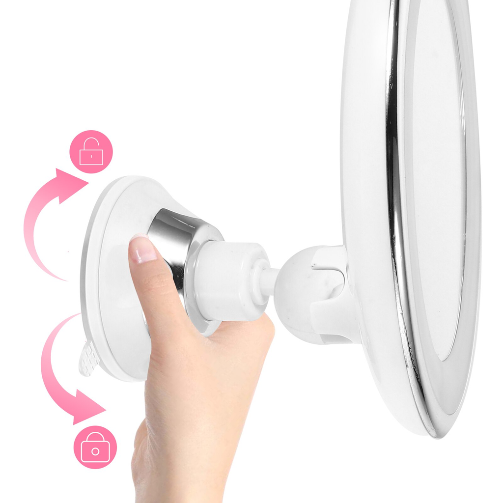 Kosmetix LED Makeup Mirror — 10× Magnification, Round Compact Design