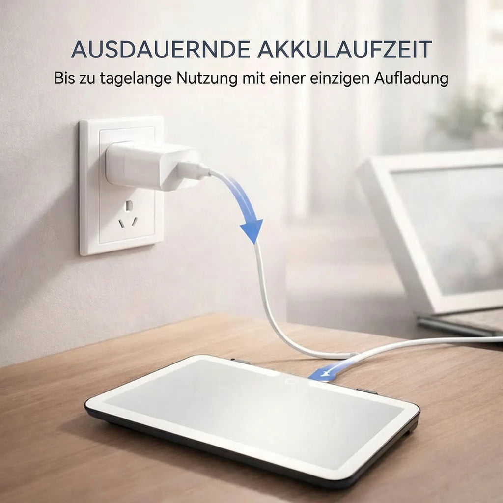 GlowVisor Autospiegel zum Schminken mit Licht — 3 Lichtfarben, klares Glas