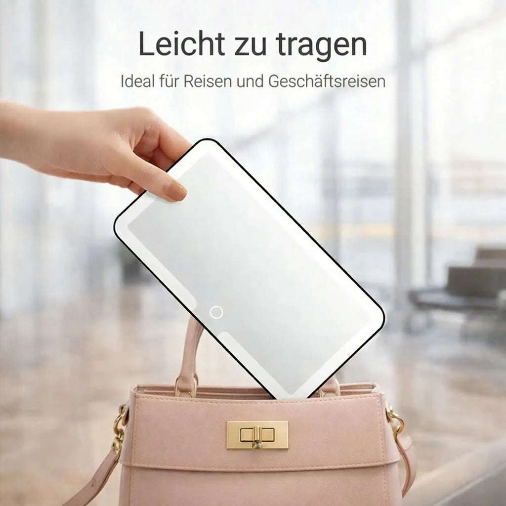 GlowVisor Autospiegel zum Schminken mit Licht — 3 Lichtfarben, klares Glas