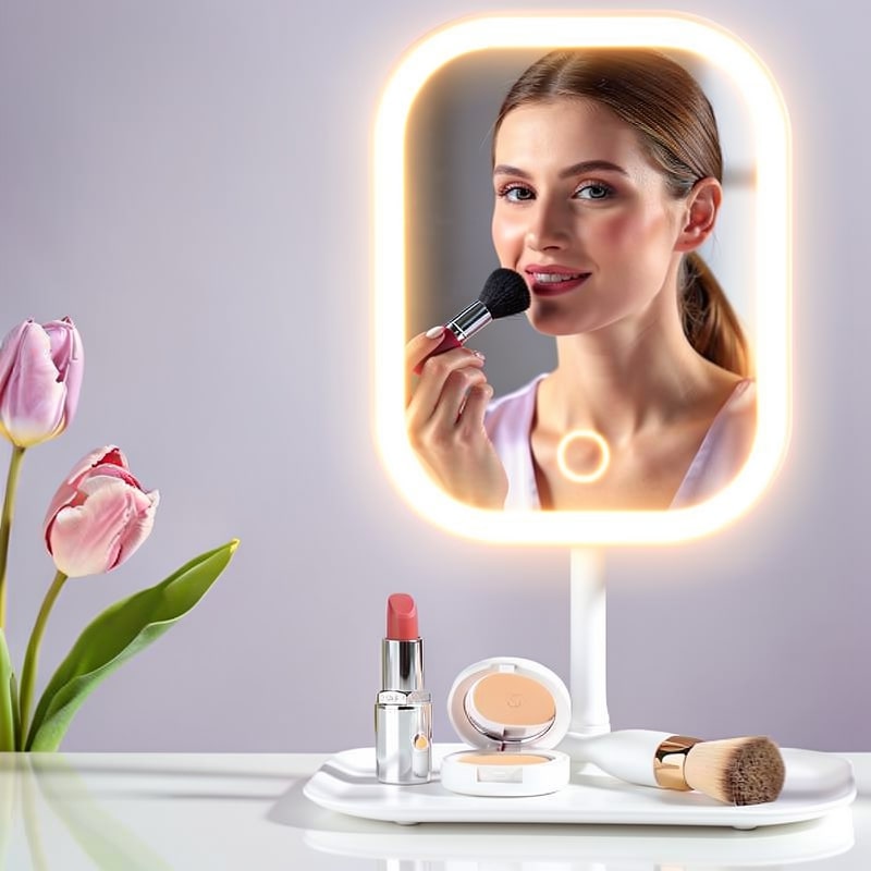 مرآة المكياج بيوتيك بإضاءة LED — 3 ألوان إضاءة قابلة للتعديل