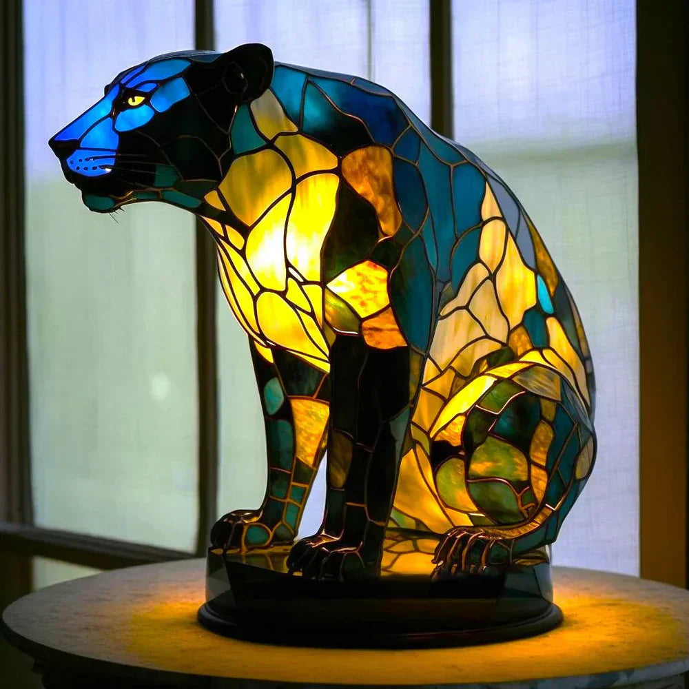 Stained Glass Animal Motif Table Lamp in Warm Ambiance | Ka-mostore