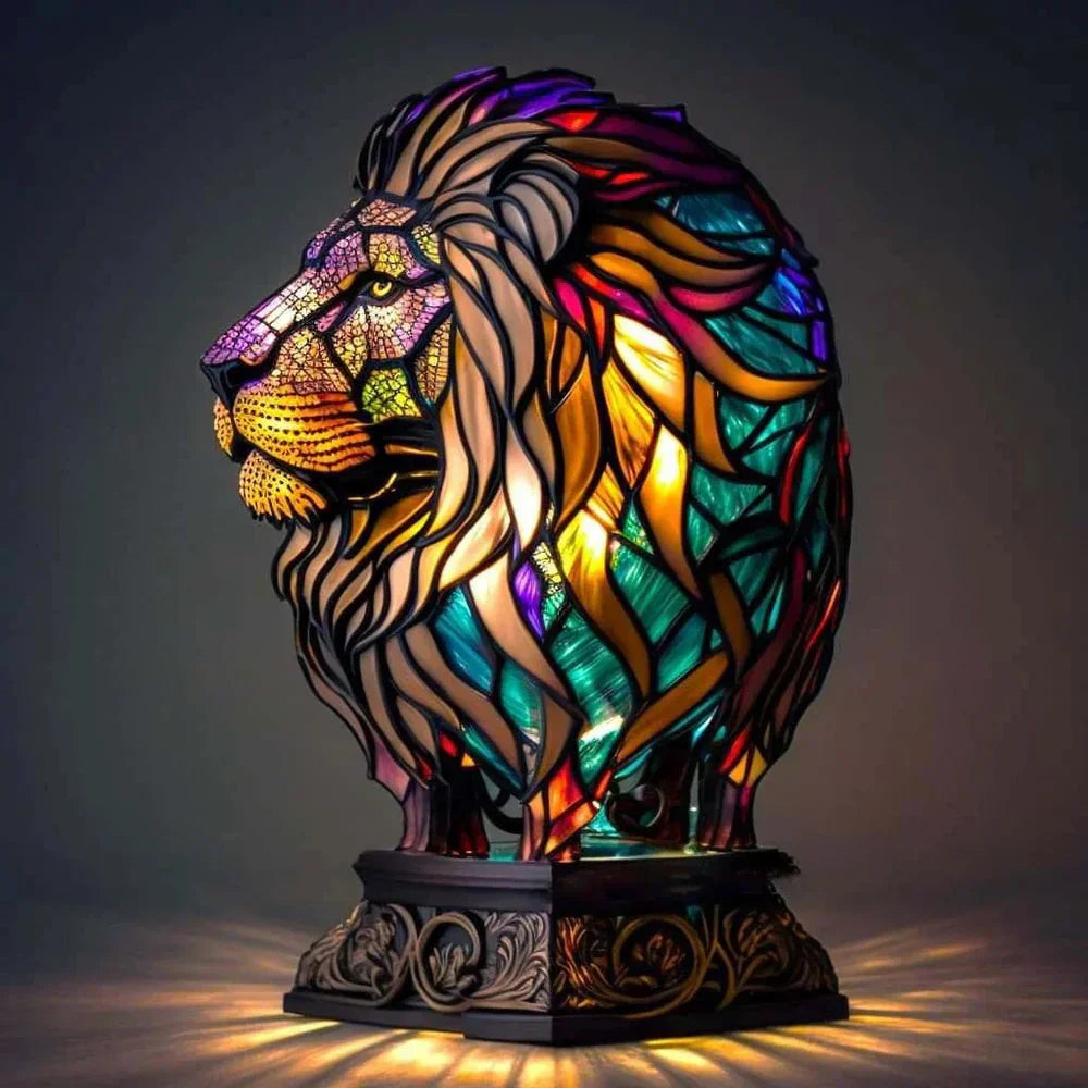 Stained Glass Animal Motif Table Lamp in Warm Ambiance | Ka-mostore