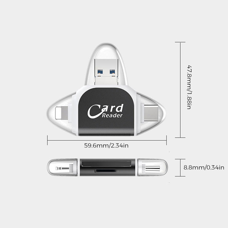 FlexiLink 4-in-1 SD Card Reader — Multi-Device Card Adapter