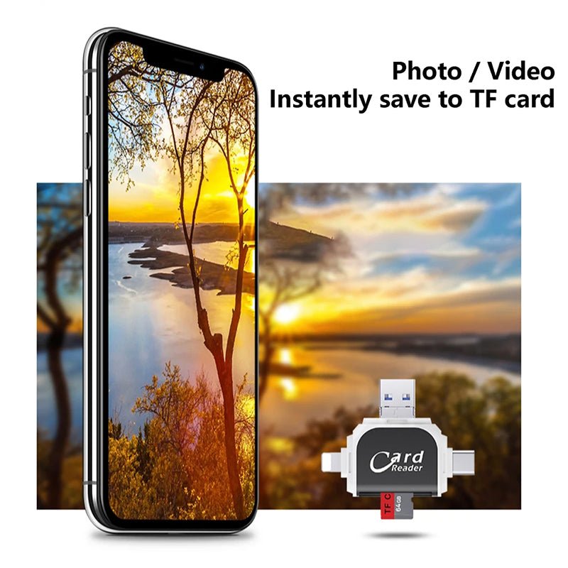 FlexiLink 4-in-1 SD Card Reader — Multi-Device Card Adapter