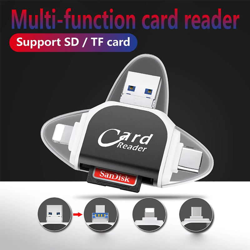 FlexiLink 4-in-1 SD Card Reader — Multi-Device Card Adapter