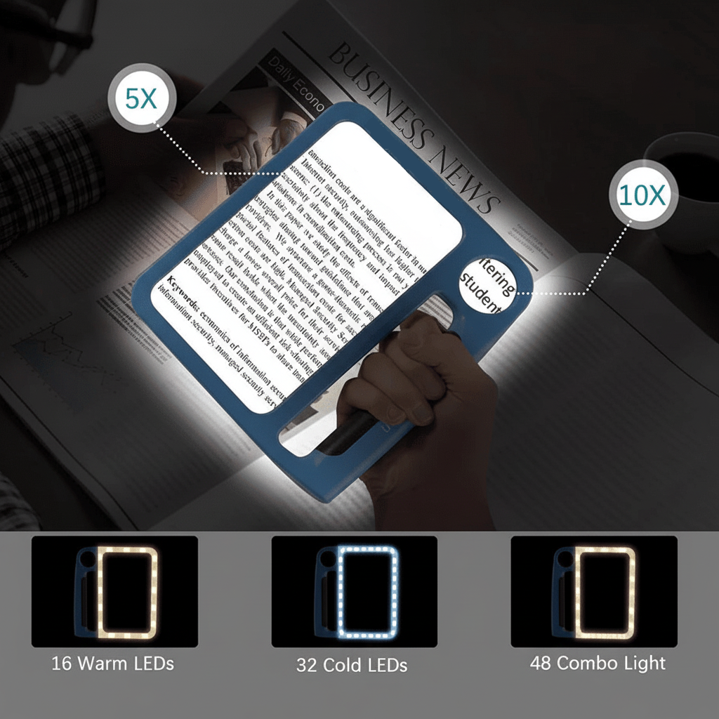 SEHKOMFORT – LED reading magnifier with 5x/10x zoom | Ka-mostore